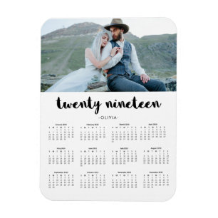 Eenvoudige Trendy Typografie 2019 Fotokalender Magneet
