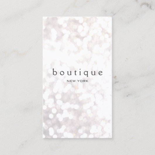 Eenvoudige trendy witte bokeh glitter visitekaartje (Voorkant)