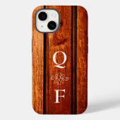 Eenvoudige Trendy Wood Grain Monogram Initialen Case-Mate iPhone Case (Achterkant)