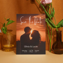 Eenvoudige trendy zonfoto Save the date bruiloft