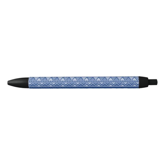 Eenvoudige Tribal Art Patroon Blauw Zwarte Inkt Pen (Voorkant)