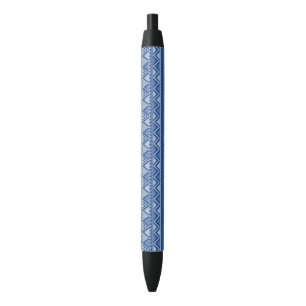 Eenvoudige Tribal Art Patroon Blauw Zwarte Inkt Pen
