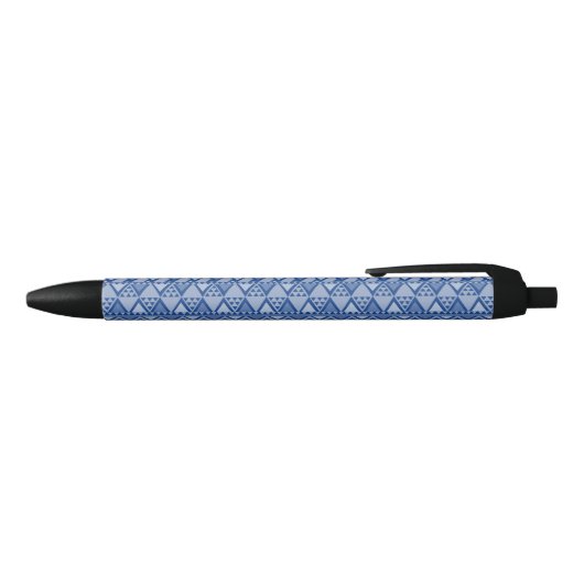 Eenvoudige Tribal Art Patroon Blauw Zwarte Inkt Pen (Bovenkant)