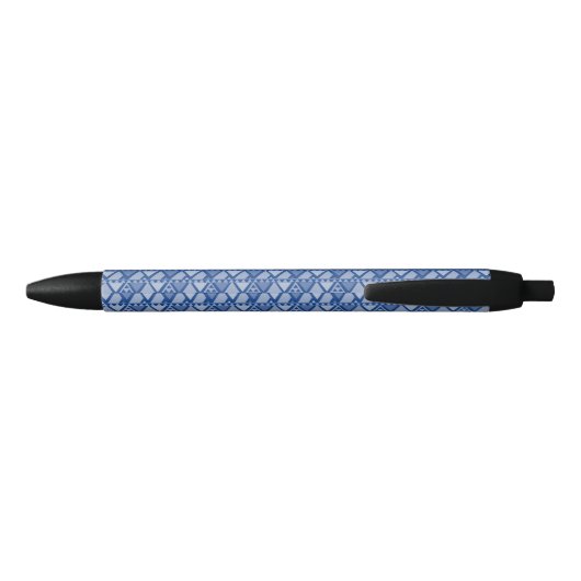 Eenvoudige Tribal Art Patroon Blauw Zwarte Inkt Pen (Achterkant)