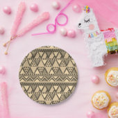 Eenvoudige Tribal Art Patroon Bruin Papieren Bordje (Feest)