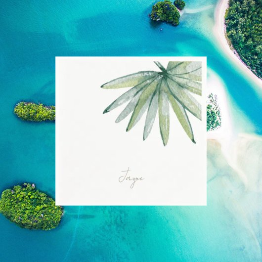 Eenvoudige Tropical Frond gepersonaliseerde cockta Servet