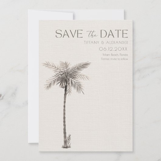 Eenvoudige Tropische Beach Weduwfoto Save The Date (Voorkant)