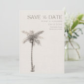 Eenvoudige Tropische Beach Weduwfoto Save The Date (Staand voorkant)