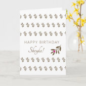 Eenvoudige Tropische Bladpatroon Tekening Verjaard Kaart (Gele Bloem)