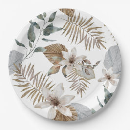 Eenvoudige Tropische Bruiloft Feestbord | Groene B Papieren Bordje