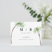 Eenvoudige Tropische bruiloft van Initialen sparen Briefkaart (Staand voorkant)