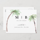 Eenvoudige Tropische bruiloft van Initialen sparen Briefkaart (Voorkant / Achterkant)