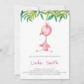 Eenvoudige Tropische Flamingo Meisje Baby Shower Kaart (Voorkant)