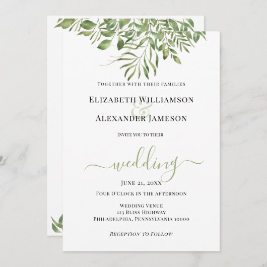 Eenvoudige Tropische Foliage Aankondiging (Voorkant / Achterkant)