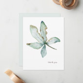 Eenvoudige Tropische Greenery Custom Seafoam 4.25  Notitiekaartje (Voorkant / Achterkant in situ)