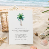 Eenvoudige tropische palmbestemming bruiloft kaart