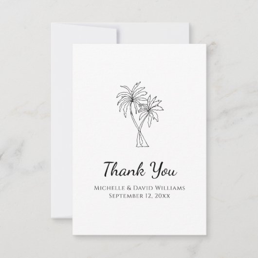 Eenvoudige Tropische Palmbomen Destination Wedding Bedankkaart (Voorkant)