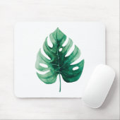 Eenvoudige Tropische Waterverf Groene Leaf Muismat (Met muis)