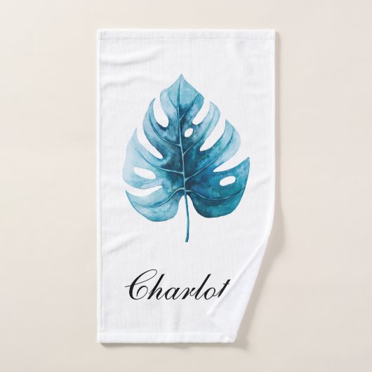 Eenvoudige Tropische Waterverf Monstera Leaf Handdoek (Handdoek)