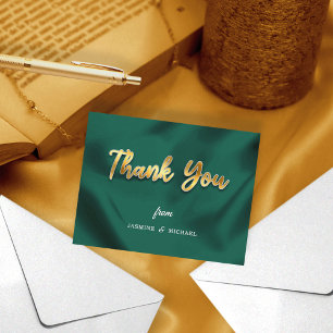 Eenvoudige Trouw Emerald Groen & Goud Schrift Klas Bedankkaart