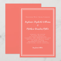 Eenvoudige Trouw Minimalistische Chic Koraal Wit