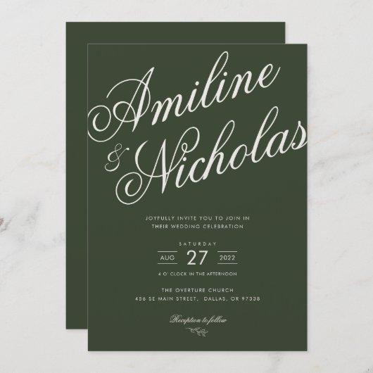 Eenvoudige Trouw Uitnodiging (Voorkant / Achterkant)