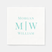 Eenvoudige Trouwdag 2 Initiaal Naam VS DIY Kleuren Servet (Voorkant)