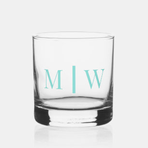 Eenvoudige Trouwdag 2 Initiele Monogram VS Doe-het Whisky Glas
