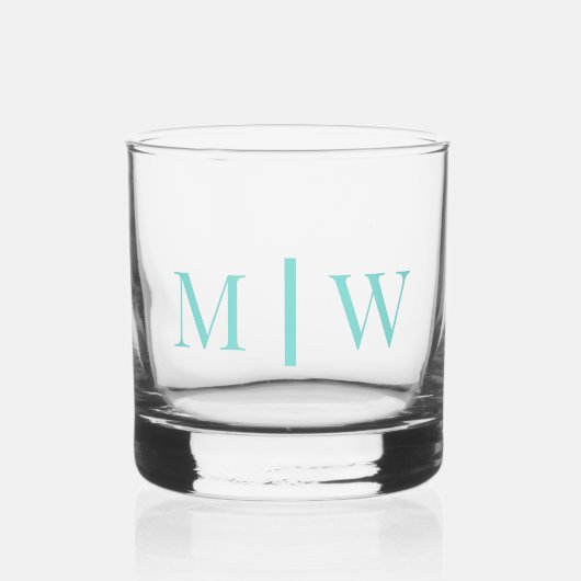 Eenvoudige Trouwdag 2 Initiele Monogram VS Doe-het Whisky Glas (Voorkant)