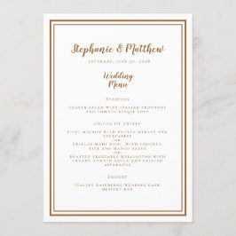 Eenvoudige Trouwdag Ruwbruin Moderne Chic Diner Menu