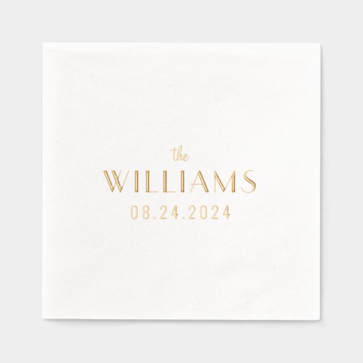 Eenvoudige trouwdatum en achternaam folie servetten (Voorkant)