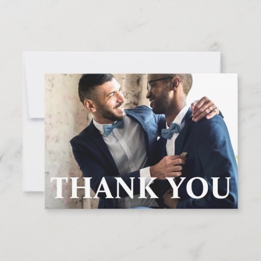 Eenvoudige trouwfoto dank je wel bedankkaart (Voorkant)