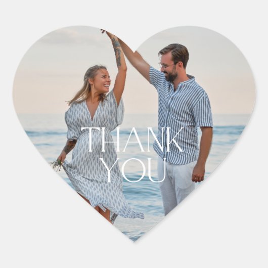 Eenvoudige trouwfoto Dank u gunst Hart Sticker (Voorkant)