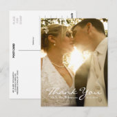 Eenvoudige trouwfoto Dank u opmerking | Briefkaart (Voorkant / Achterkant)
