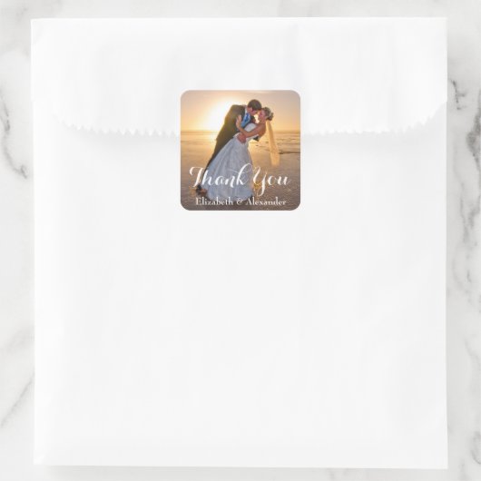 Eenvoudige trouwfoto dank u sticker (Tas)
