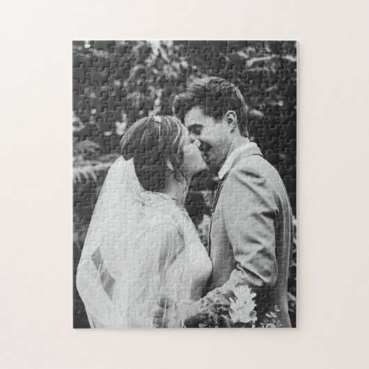 Eenvoudige trouwfoto pasgetrouwd koppel  legpuzzel (Verticaal)