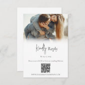 Eenvoudige Trouwfoto QR-code RSVP Kaartje (Voorkant / Achterkant)