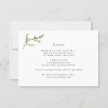 Eenvoudige Trouwkaart met groen voor trouwdetails