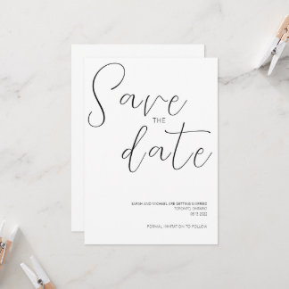 Eenvoudige Trouwkaart Save the Date Uitnodiging 