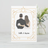 Eenvoudige trouwkaart voor bruid en bruidegom save the date (Staand voorkant)