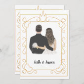 Eenvoudige trouwkaart voor bruid en bruidegom save the date (Voorkant / Achterkant)