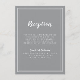 Eenvoudige Trouwreceptie Grijs Chic Omlijst Wit Informatiekaartje