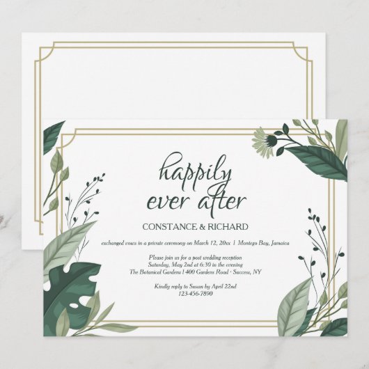 Eenvoudige Trouwreceptie te midden van het Loofwer Kaart (Voorkant / Achterkant)