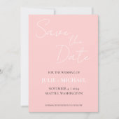 Eenvoudige Trouwstijl Roze 'Blush' Kleur Save The Date (Voorkant)