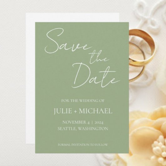 Eenvoudige Trouwstijl Sage Groen Save The Date