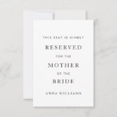 Eenvoudige Trouwstoel label, Zitplaats label, Zitp Kaart (Voorkant)