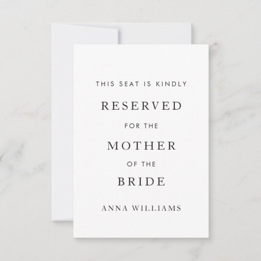 Eenvoudige Trouwstoel label, Zitplaats label, Zitp Kaart (Voorkant)