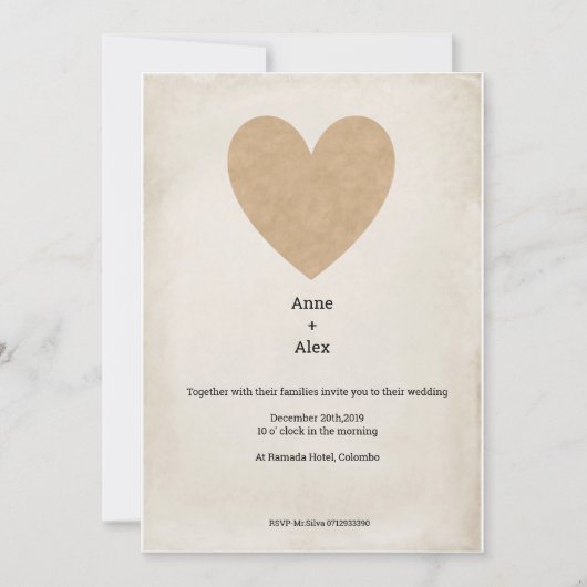 Eenvoudige trouwuitnodiging kaart (Voorkant)