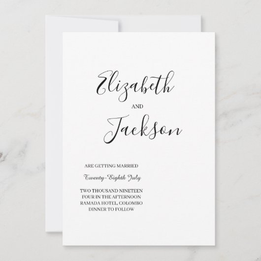 Eenvoudige trouwuitnodiging kaart (Voorkant)