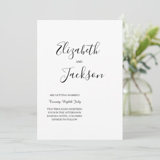 Eenvoudige trouwuitnodiging kaart (Staand voorkant)